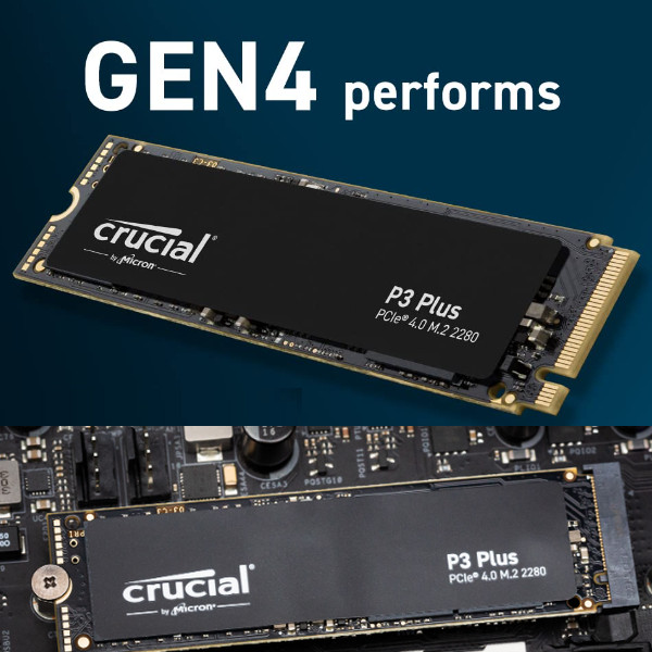 2TB Crucial CT2000P3SSD8 P3 Plus PCIe 4.0 M.2 Solid State Disk (SSD) Read: 5000MB/s, Write: 4200MB/s